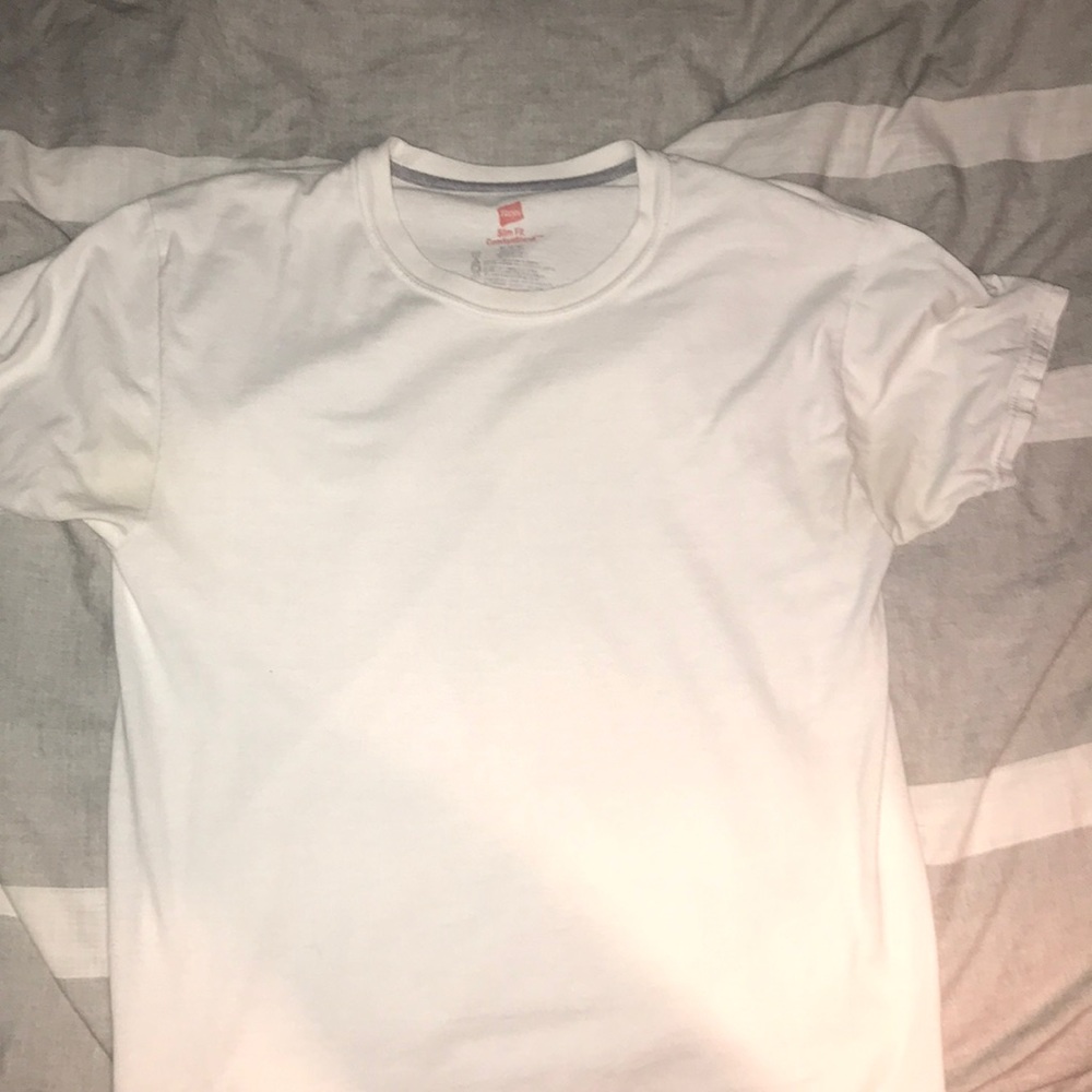 White Hanes Slim Fit Tee
